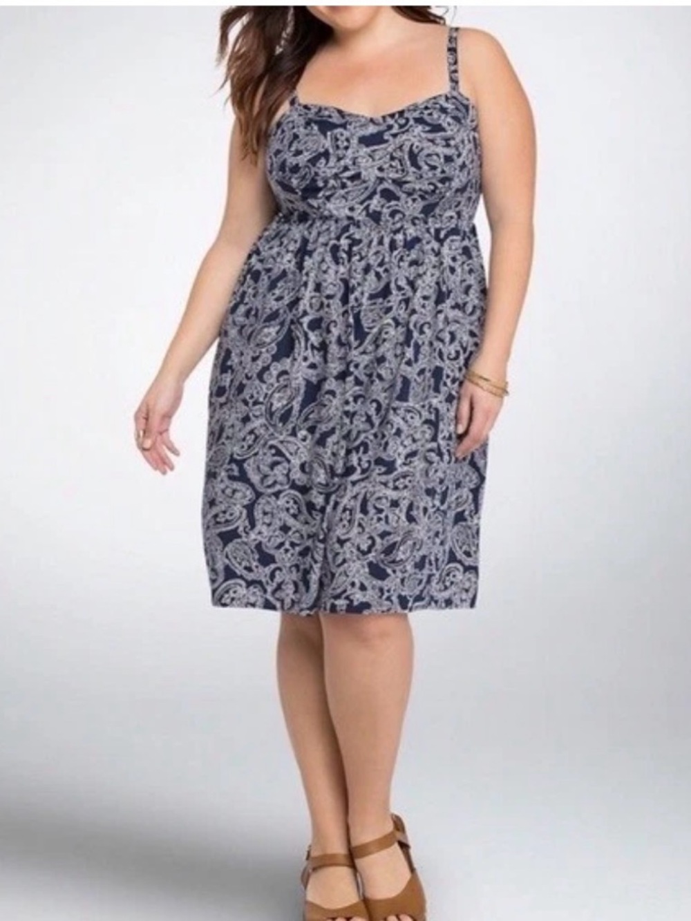 Torrid Navy & White Paisley Challis Sundress Plus Size 3X